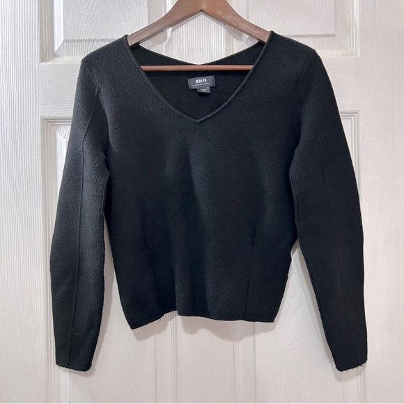 Maeve Anthropologie Sweater Lupita V-Neck Women's Black Size XS - Picture 1 of 7